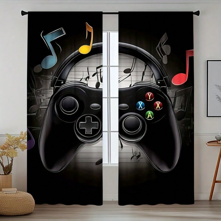 2pcs Retro Gaming Room Curtain - Retro Gaming Youtube 评论和价格