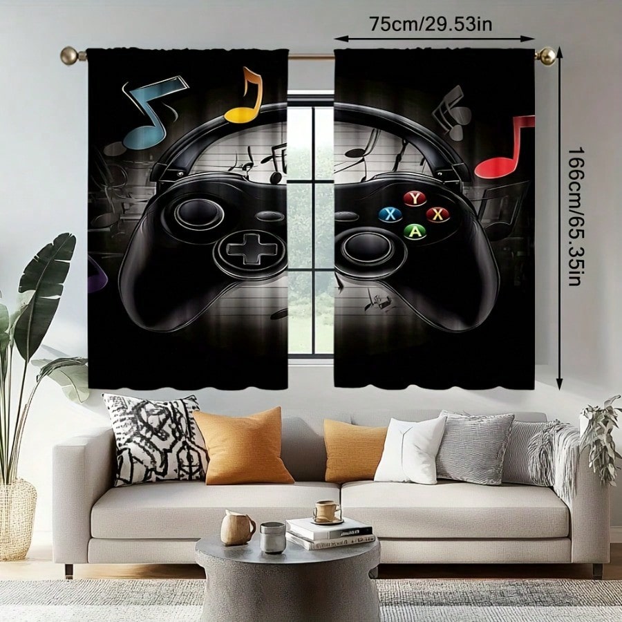 2pcs Retro Gaming Room Curtain - Retro Gaming Youtube 评论和价格