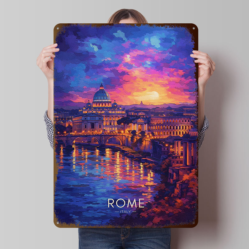 Rome Cityscape At Sunset Tinpl - Retro Gaming At 评论和价格